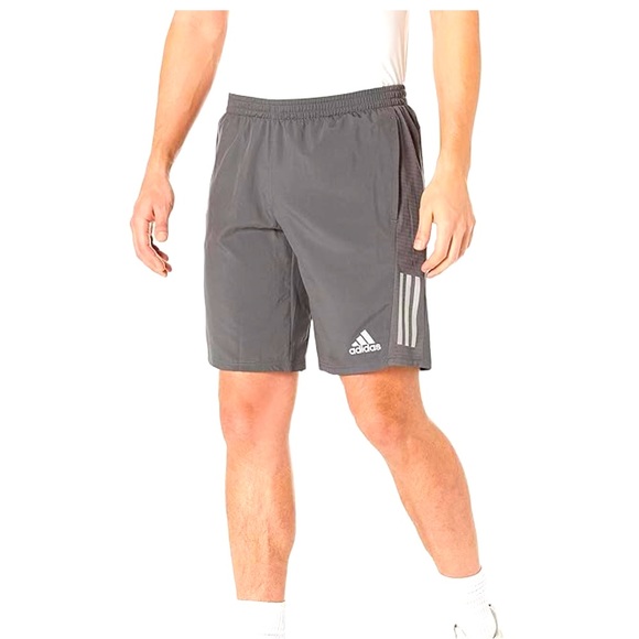 Adidas Gray Athletic Shorts with Signature Stripes M new running - Picture 1 of 15